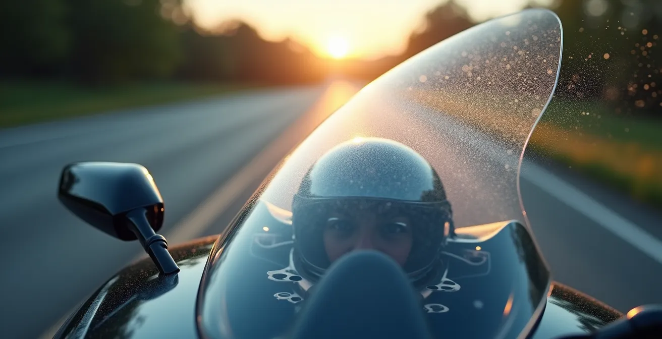 Visualización del flujo de aire turbulento alrededor del casco del motorista por efecto buffeting