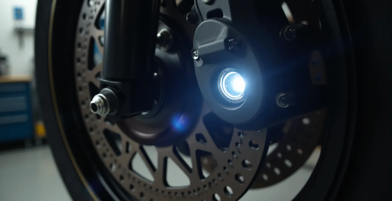 Inspección visual del desgaste de pastillas con linterna y espejo