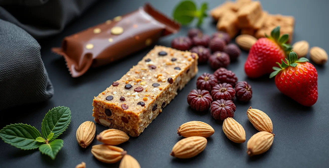 Kit de nutrición energética organizado para viaje largo en moto