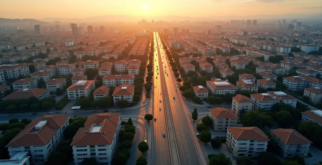 Vista aérea de área metropolitana española mostrando zonas urbanas interconectadas