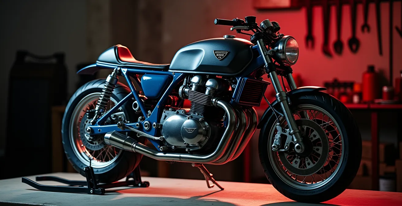 Diagrama técnico de un chasis de motocicleta mostrando zonas sagradas y modificables según normativa española