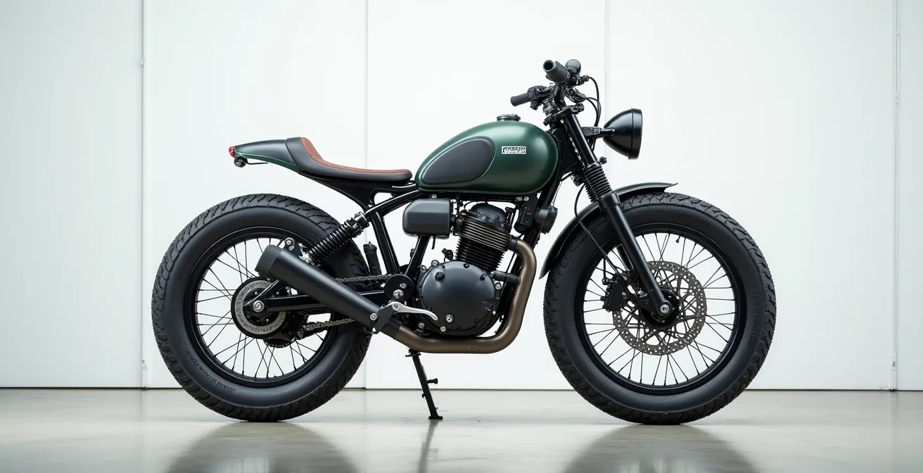 Vista lateral comparativa de sistemas de motorización eléctrica en motocicletas