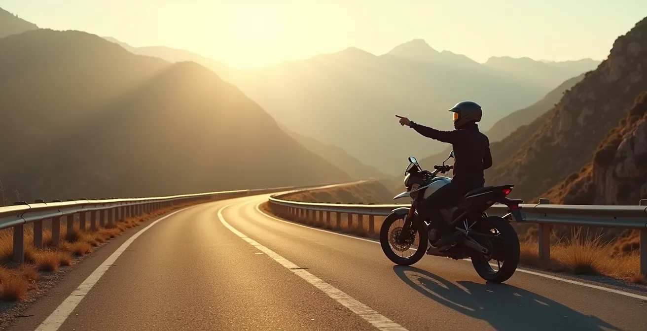 Motorista en carretera secundaria española usando comandos de voz de forma segura